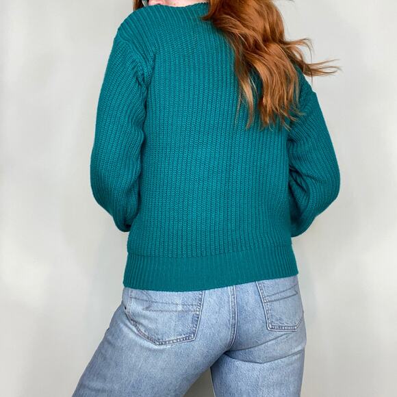 Vintage Saugatuck Company Size Medium Deep Turquoise Crewneck Sweater - Picture 8 of 13
